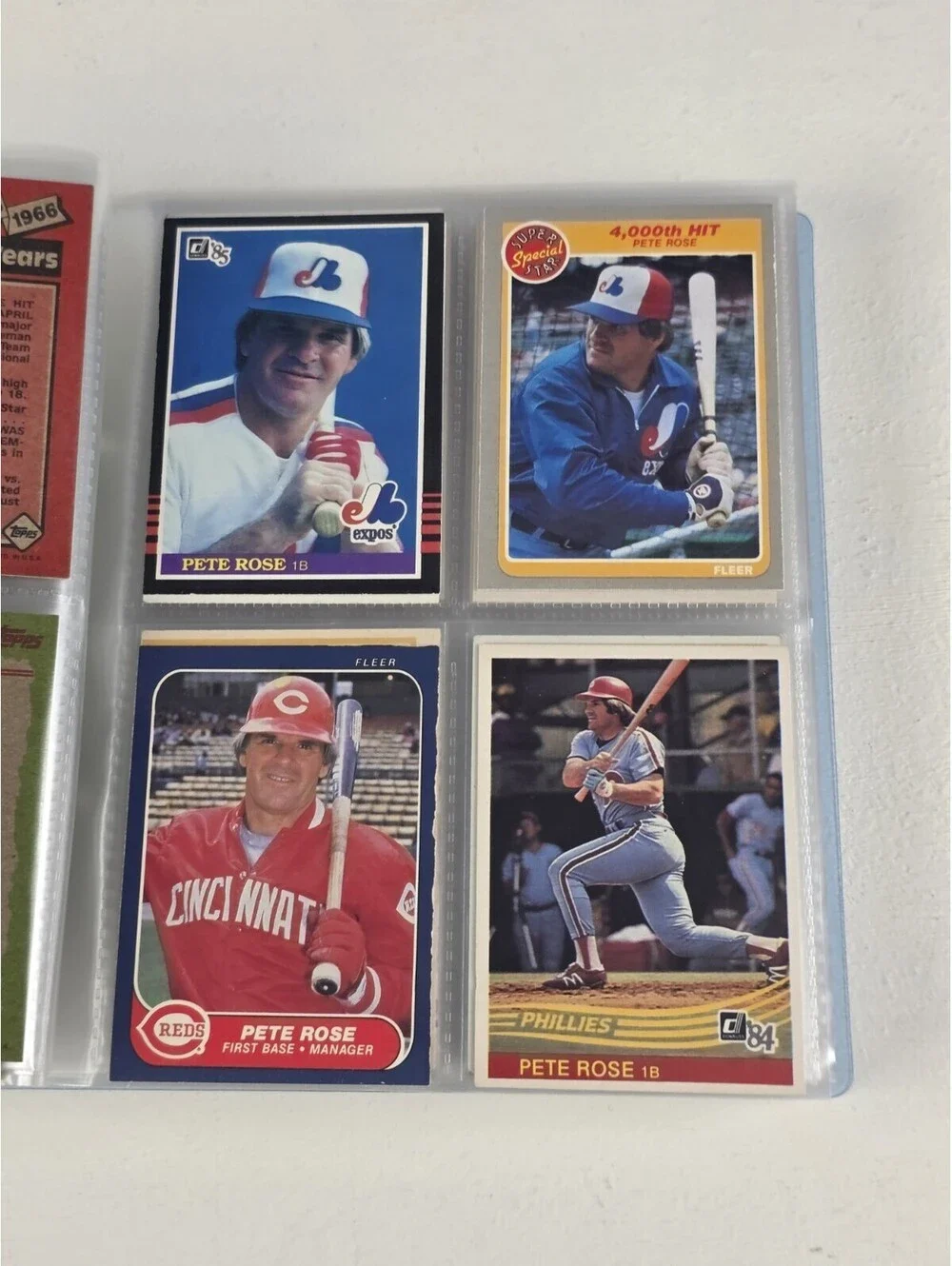 Lot of 100 PETE ROSE CARDS ~TOPPS OPEECHEE FLEER DONRUSS NRMT VTG & Team Cards